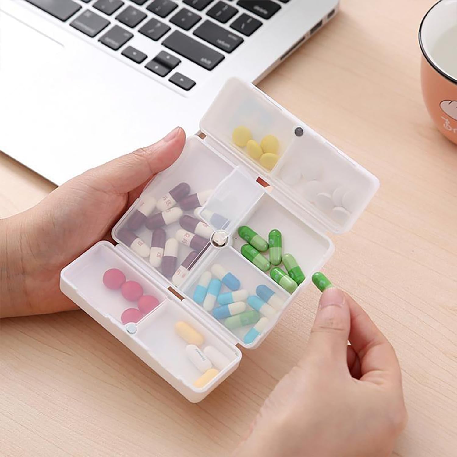 12733 Magnetic Pill Organizer, 7 Compartments Portable Pill Case Travel Pill Organizer, Folding Design Pill Box for Purse Pocket to Hold Vitamins, Cod Liver Oil, Supplements, Medicine Box (1 Pc) 12733 Magnetic Pill Organizer, 7 Compartments Portable Pill Case Travel Pill Organizer, Folding Design Pill Box for Purse Pocket to Hold Vitamins, Cod Liver Oil, Supplements, Medicine Box (1 Pc)
